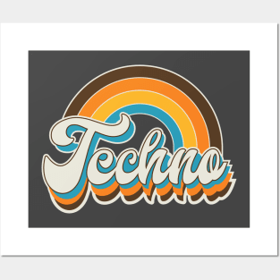 Techno Rave Music Retro EDM Vintage Style Posters and Art